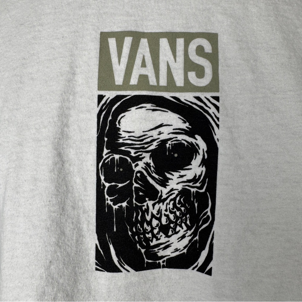 Vans Comic Strip Double Sided White Graphic Muscle Tee with Skull Print Size L - Picture 2 of 7